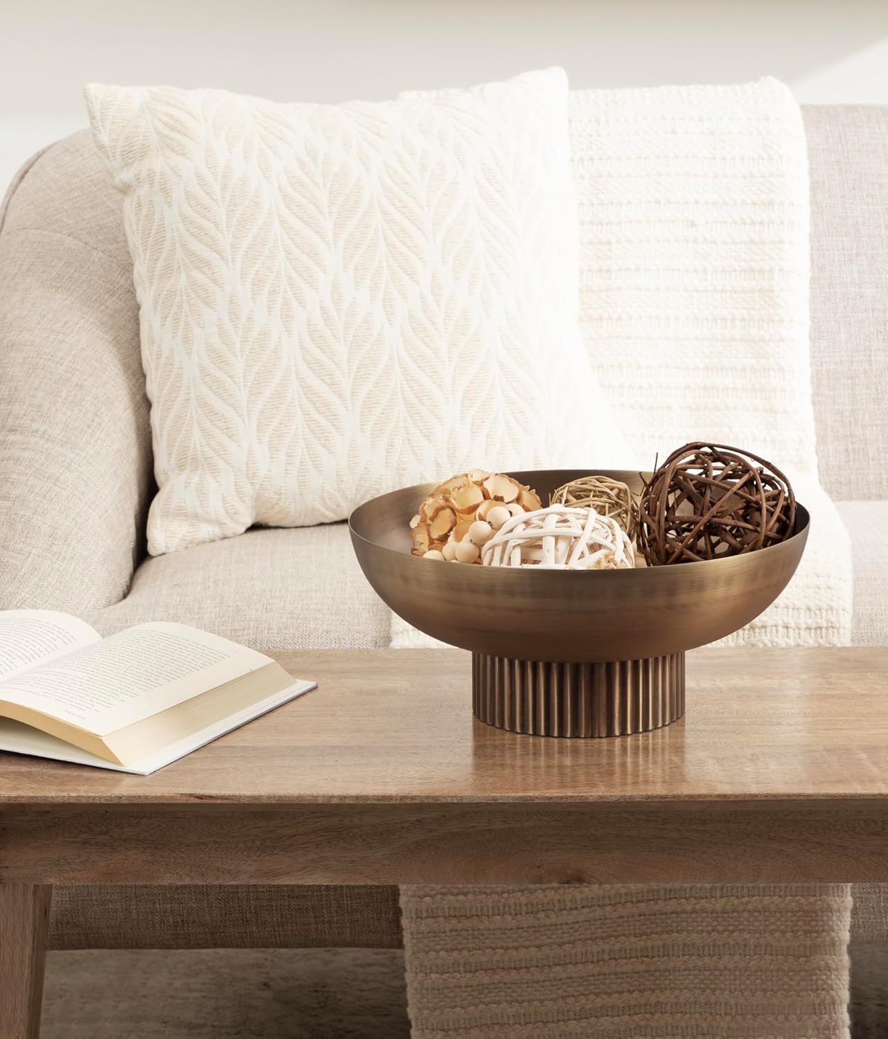 12-Inch Brass Metal Decorative Bowl