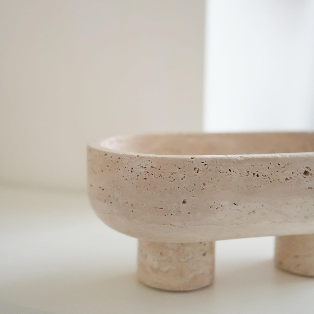 Natural Oval Travertine Fruit Bowl